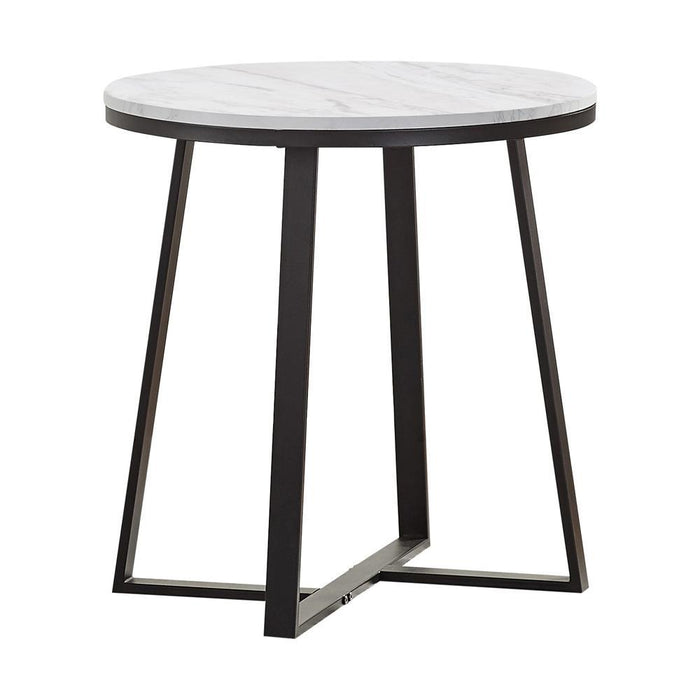 Hugo Metal Base Round End Table White and Matte Black - U&U Home Budget Furniture (Carteret, NJ)