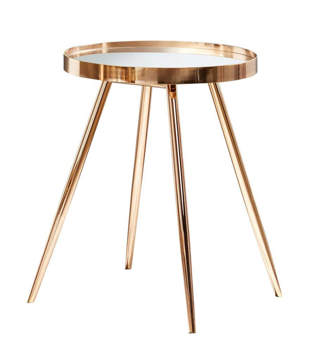 Kaelyn Round Mirror Top End Table Gold - U&U Home Budget Furniture (Carteret, NJ)