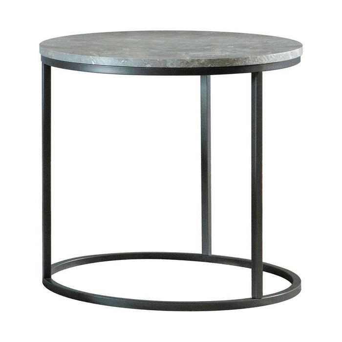 Lainey Faux Marble Round Top End Table Grey and Gunmetal - U&U Home Budget Furniture (Carteret, NJ)