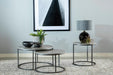 Lainey Faux Marble Round Top End Table Grey and Gunmetal - U&U Home Budget Furniture (Carteret, NJ)