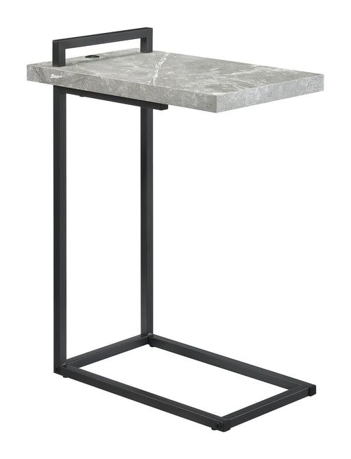 Maxwell C-shaped Accent Table Cement and Gunmetal - U&U Home Budget Furniture (Carteret, NJ)