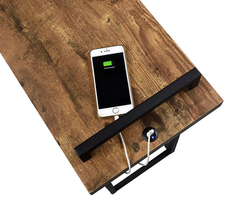 Maxwell C-shaped Accent Table with USB Charging Port - U&U Home Budget Furniture (Carteret, NJ)