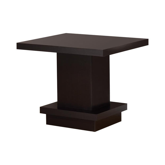 Reston Pedestal Square End Table Cappuccino - U&U Home Budget Furniture (Carteret, NJ)