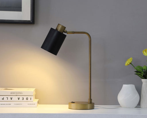 Cherise Adjustable Shade Table Lamp Antique Brass and Matte Black - U&U Home Budget Furniture (Carteret, NJ)