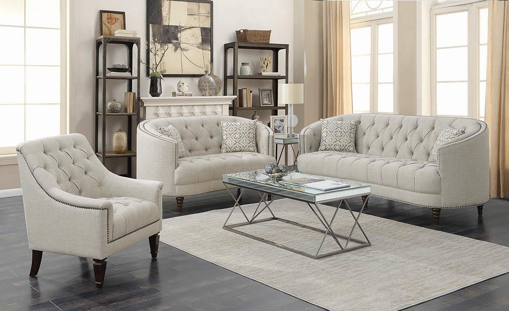 Avonlea Upholstered Tufted Living Room Set Grey - U&U Home Budget Furniture (Carteret, NJ)