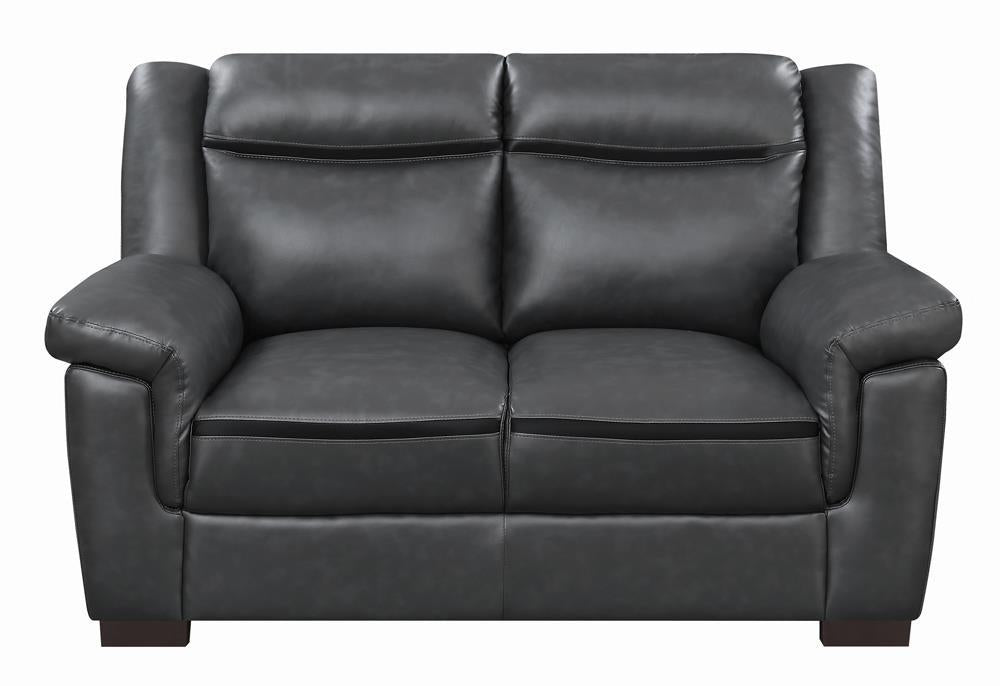 Arabella Pillow Top Upholstered Loveseat Grey - U&U Home Budget Furniture (Carteret, NJ)