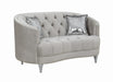 Avonlea Sloped Arm Tufted Loveseat Grey - U&U Home Budget Furniture (Carteret, NJ)