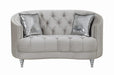 Avonlea Sloped Arm Tufted Loveseat Grey - U&U Home Budget Furniture (Carteret, NJ)