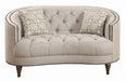 Avonlea Sloped Arm Upholstered Loveseat Trim Grey - U&U Home Budget Furniture (Carteret, NJ)