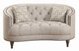 Avonlea Sloped Arm Upholstered Loveseat Trim Grey - U&U Home Budget Furniture (Carteret, NJ)