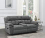 Bahrain Upholstered Motion Loveseat with Console Charcoal - U&U Home Budget Furniture (Carteret, NJ)