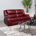 Camila Upholstered Motion Reclining Loveseat Red Faux Leather - U&U Home Budget Furniture (Carteret, NJ)