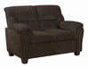 Clementine Upholstered Loveseat with Nailhead Trim Brown - U&U Home Budget Furniture (Carteret, NJ)