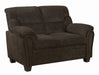 Clementine Upholstered Loveseat with Nailhead Trim Brown - U&U Home Budget Furniture (Carteret, NJ)