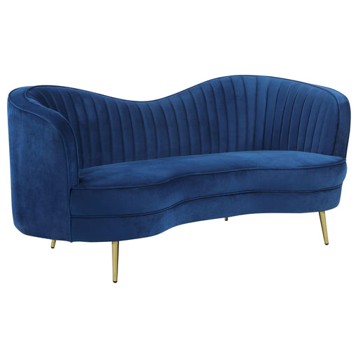 Sophia Upholstered Camel Back Loveseat Blue - U&U Home Budget Furniture (Carteret, NJ)
