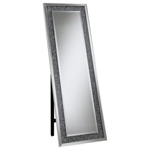 Carisi Rectangular Standing Mirror with LED Lighting Silver - U&U Home Budget Furniture (Carteret, NJ)