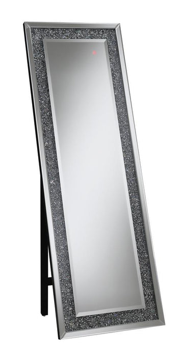 Carisi Rectangular Standing Mirror with LED Lighting Silver - U&U Home Budget Furniture (Carteret, NJ)