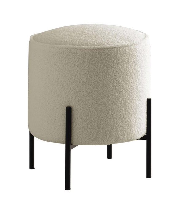 Basye Round Upholstered Ottoman Beige and Matte Black - U&U Home Budget Furniture (Carteret, NJ)