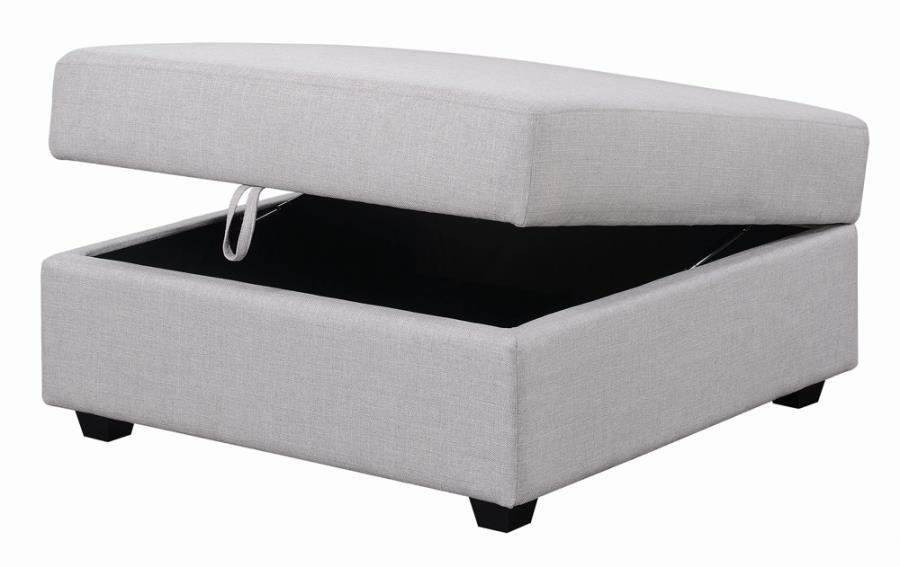 Cambria Upholstered Square Storage Ottoman Grey - U&U Home Budget Furniture (Carteret, NJ)