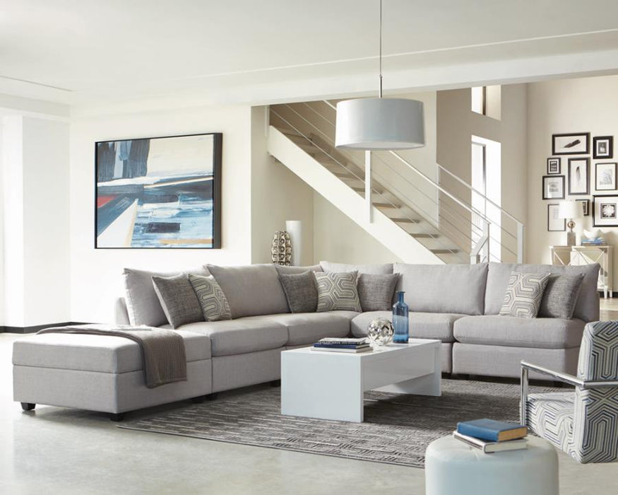 Cambria Upholstered Square Storage Ottoman Grey - U&U Home Budget Furniture (Carteret, NJ)