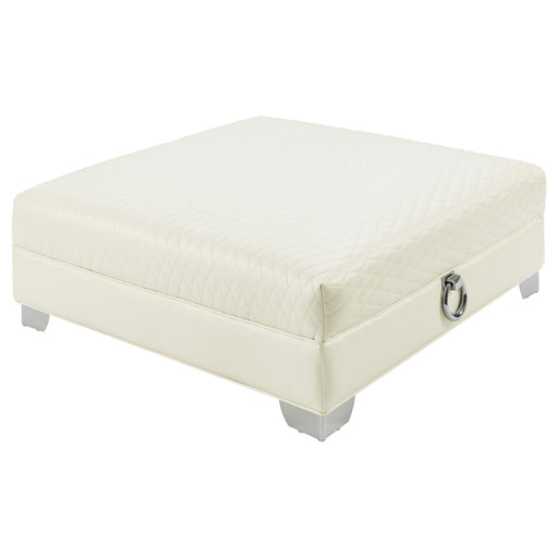 Chaviano Upholstered Ottoman Pearl White - U&U Home Budget Furniture (Carteret, NJ)