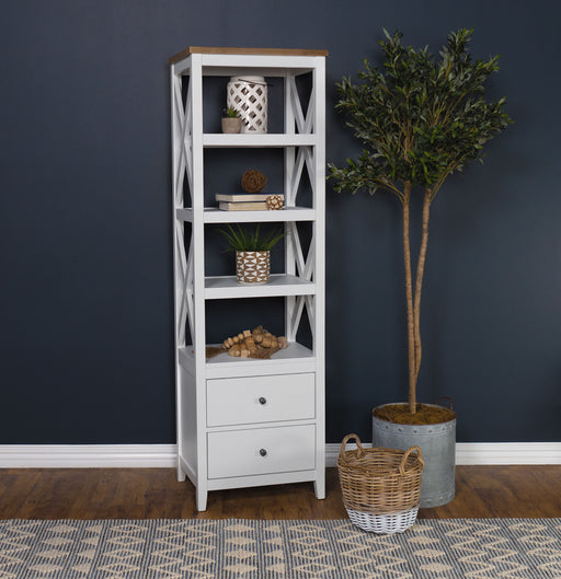 Angela 4-shelf Wooden Media Tower with Drawers Brown and White - U&U Home Budget Furniture (Carteret, NJ)