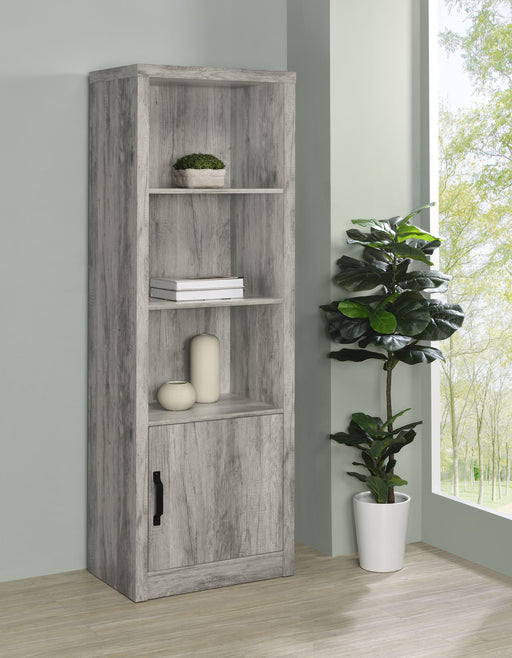Burke 3-shelf Media Tower With Storage Cabinet Grey Driftwood - U&U Home Budget Furniture (Carteret, NJ)