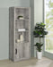 Burke 3-shelf Media Tower With Storage Cabinet Grey Driftwood - U&U Home Budget Furniture (Carteret, NJ)