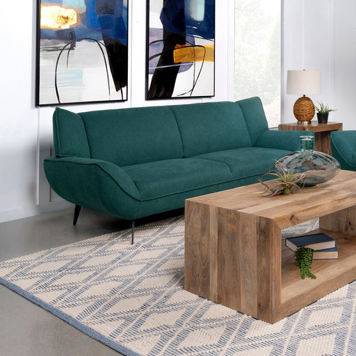 Acton Upholstered Flared Arm Sofa Teal Blue - U&U Home Budget Furniture (Carteret, NJ)