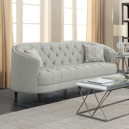 Avonlea Sloped Arm Upholstered Sofa Trim Grey - U&U Home Budget Furniture (Carteret, NJ)