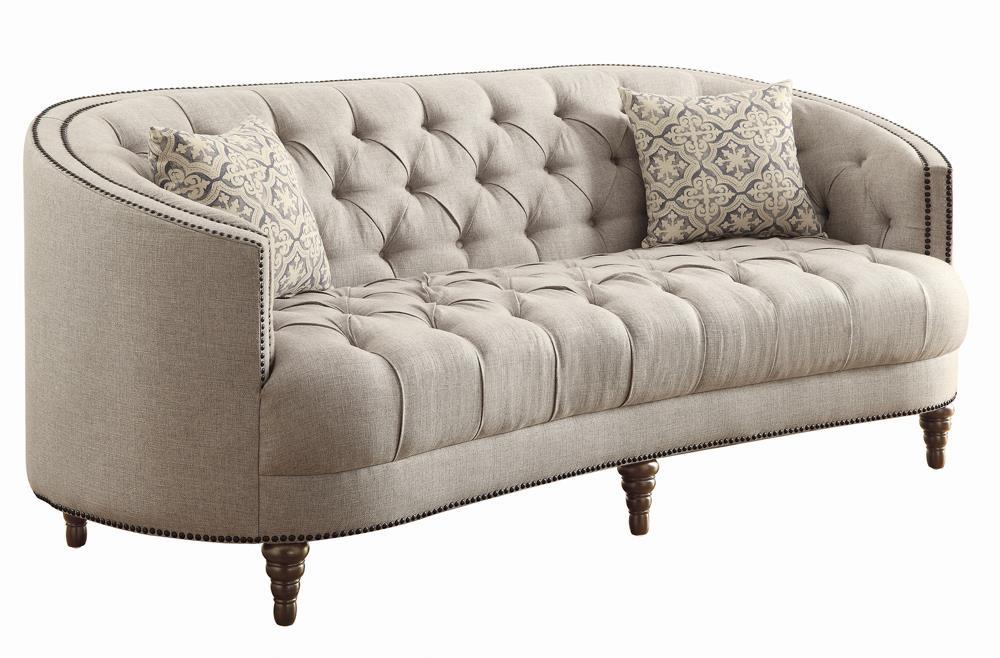 Avonlea Sloped Arm Upholstered Sofa Trim Grey - U&U Home Budget Furniture (Carteret, NJ)