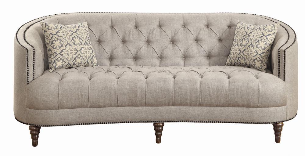 Avonlea Sloped Arm Upholstered Sofa Trim Grey - U&U Home Budget Furniture (Carteret, NJ)