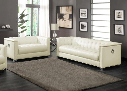 Chaviano 2-piece Upholstered Tufted Sofa Set Pearl White - U&U Home Budget Furniture (Carteret, NJ)