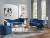 Sophia Upholstered Camel Back Sofa Blue - U&U Home Budget Furniture (Carteret, NJ)