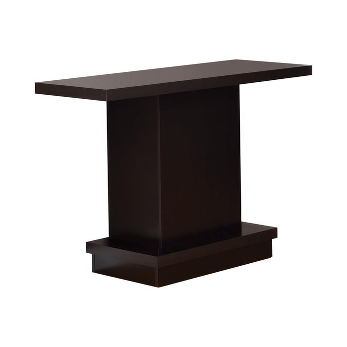 Reston Pedestal Sofa Table Cappuccino - U&U Home Budget Furniture (Carteret, NJ)