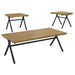 Colmar 3-piece Trestle Occasional Table Set Golden Oak and Gunmetal - U&U Home Budget Furniture (Carteret, NJ)