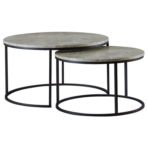 Lainey Round 2-piece Nesting Coffee Table Grey and Gunmetal - U&U Home Budget Furniture (Carteret, NJ)