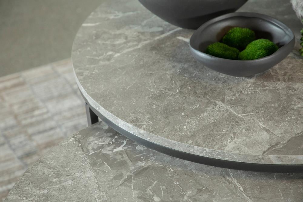 Lainey Round 2-piece Nesting Coffee Table Grey and Gunmetal - U&U Home Budget Furniture (Carteret, NJ)