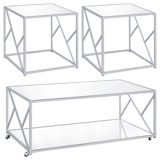 Provins 3-piece Occasional Table Set Clear Mirror and Chrome - U&U Home Budget Furniture (Carteret, NJ)