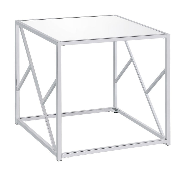 Provins 3-piece Occasional Table Set Clear Mirror and Chrome - U&U Home Budget Furniture (Carteret, NJ)