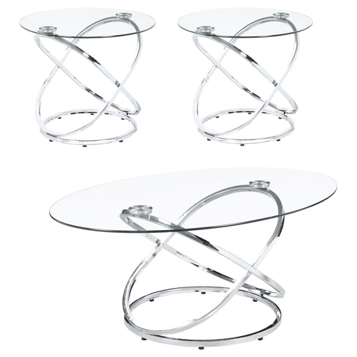 Warren 3-piece Occasional Set Chrome and Clear - U&U Home Budget Furniture (Carteret, NJ)