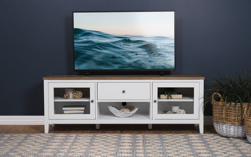 Angela 2-door Wooden 67" TV Stand Brown and White - U&U Home Budget Furniture (Carteret, NJ)