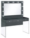 Afshan 3-drawer Vanity Desk with Lighting Mirror Grey High Gloss - U&U Home Budget Furniture (Carteret, NJ)