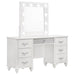 Barzini 7-drawer Vanity Desk with Lighted Mirror White - U&U Home Budget Furniture (Carteret, NJ)