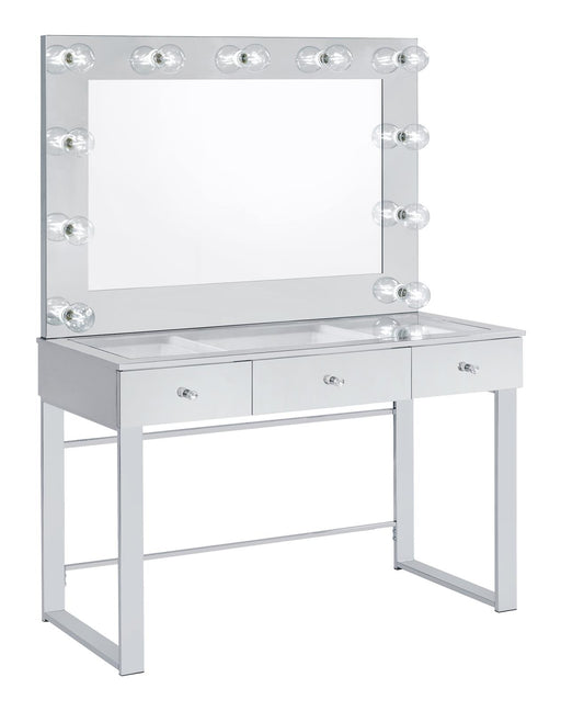 Umbridge 3-drawer Vanity with Lighting Chrome and White - U&U Home Budget Furniture (Carteret, NJ)