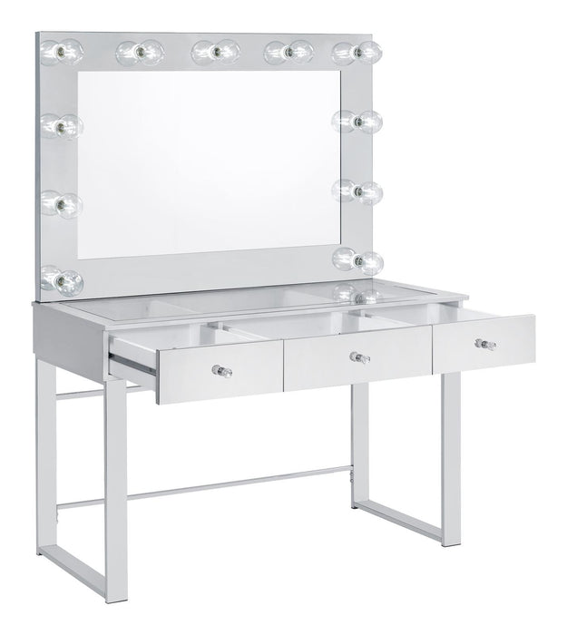 Umbridge 3-drawer Vanity with Lighting Chrome and White - U&U Home Budget Furniture (Carteret, NJ)