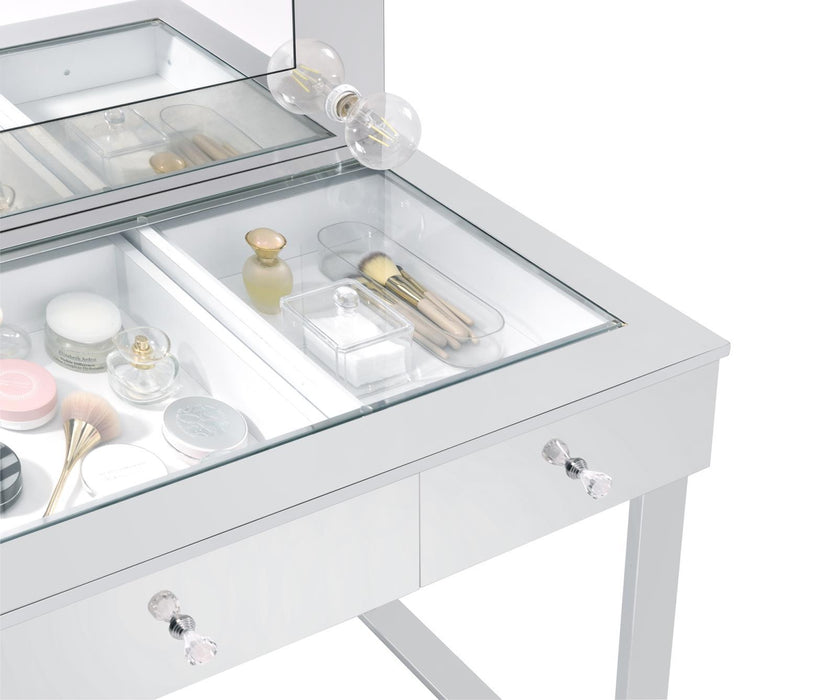 Umbridge 3-drawer Vanity with Lighting Chrome and White - U&U Home Budget Furniture (Carteret, NJ)