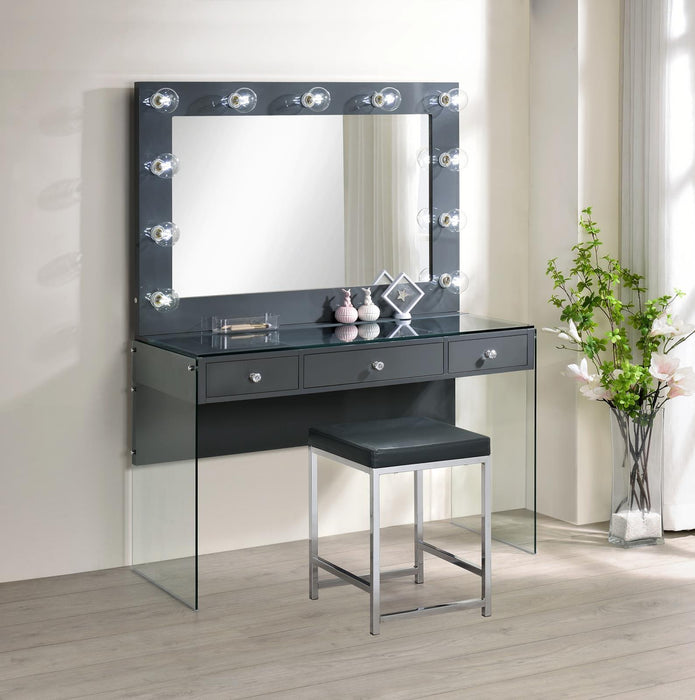 Afshan Upholstered Square Padded Cushion Vanity Stool - U&U Home Budget Furniture (Carteret, NJ)