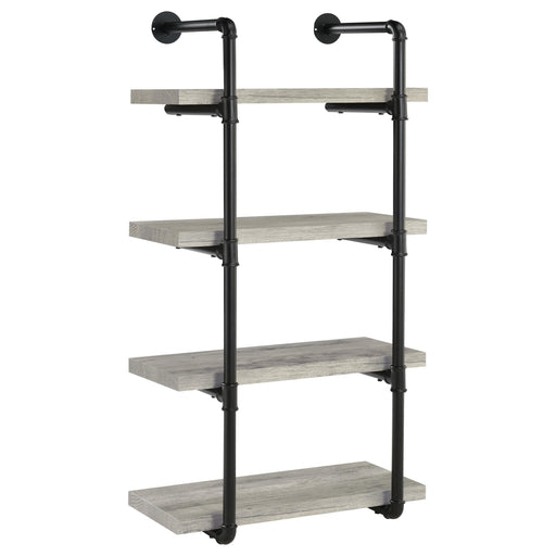 Elmcrest 24-inch Wall Shelf Black and Grey Driftwood - U&U Home Budget Furniture (Carteret, NJ)