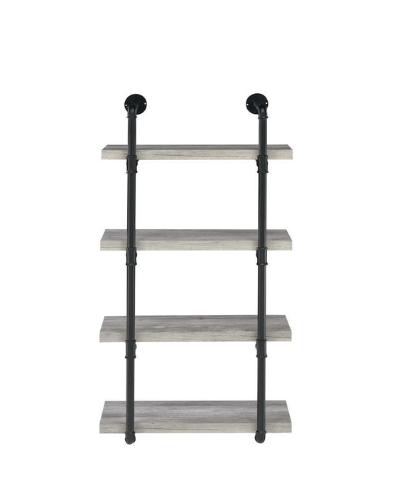 Elmcrest 24-inch Wall Shelf Black and Grey Driftwood - U&U Home Budget Furniture (Carteret, NJ)